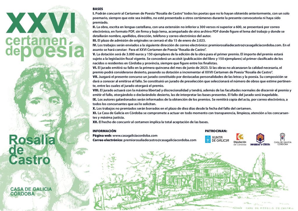 Fallo del Jurado del XXVI Premio de Poesía «Rosalía de Castro»