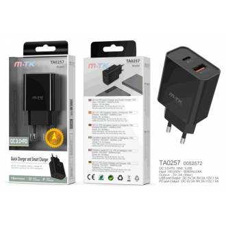 CARGADOR STOOL TA0257 QC 3.0 USB TYPE C SIN CABLE 18W NEGRO