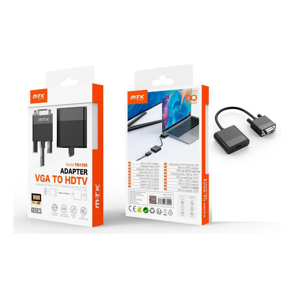 ADAPTADOR VIDEO VGA A HDMI 1080P TB1395 NEGRO