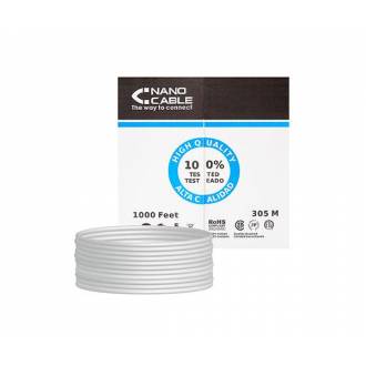 BOBINA 305 METROS INTERIOR CAT.5E UTP FLEXIBLE AWG24 / GRIS / NANOCABLE