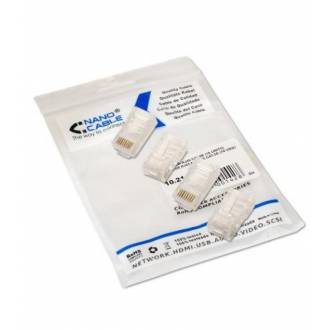 NANOCABLE CONECTOR MODULAR RJ45 SOLIDO 8 HILOS CATEGORIA 5E / BOLSA 100 CONECTORES