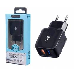 CARGADOR DE RED A3021 2*USB 2.4A NEGRO