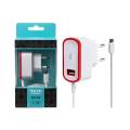 ADAPTADOR CARGADOR CS102 MICRO USB + USB 2.1A ROJO