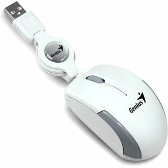 RATON GENIUS MICRO TRAVELER BLANCO CABLE RETRACTIL
