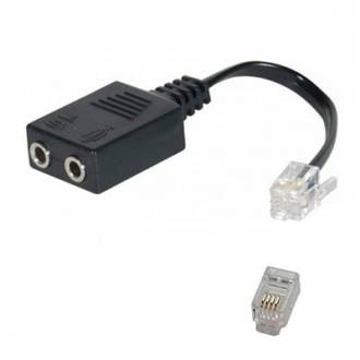 ADAPTADOR MODULAR RJ9 MACHO - 2xJACK 3.5 HEMBRA