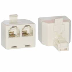 ADAPTADOR BIFURCADOR DUPLICADOR RJ11 M --->  2xRJ11 H (4 CONECTORES)