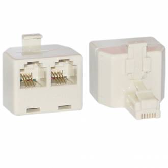 ADAPTADOR BIFURCADOR DUPLICADOR RJ11 M --->  2xRJ11 H (4 CONECTORES)