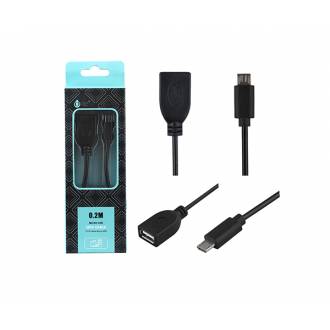 CABLE ADAPTADOR USB A HEMBRA ---> USB B MICRO MACHO OTG 20 cm