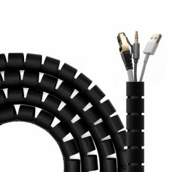 CUBRE CABLE / RECOGECABLE ESPIRAL 25mm 3 METROS NEGRO