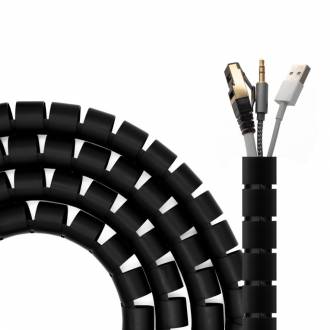 CUBRE CABLE / RECOGECABLE ESPIRAL 25mm 3 METROS NEGRO