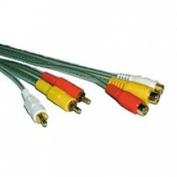 CABLE AUDIO-VIDEO HQ 3XRCA MACHO ---> HEMBRA DE 2 Mts. (C-14)