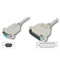 CABLE NULL MODEM SERIE DB9 HEMBRA ---> DB25 MACHO DE 3 Mts.