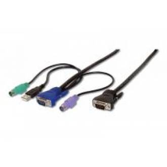 DIGITUS CABLE KVM 1xVGA 2xPS2 1xUSB TECLADO + RATON 3 MTS.