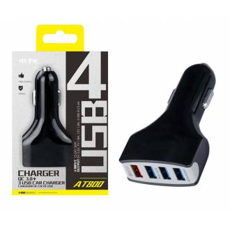 CARGADOR STOOL MECHERO AT800 FLASH 3+1 USB QC3.1 3.4A NEGRO