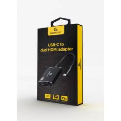 ADAPTADOR USB-C A DOBLE HDMI 4K 60HZ NEGRO