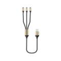 CABLE DE DATOS 3 EN 1 MICRO USB-IPHONE-TYPE C, 2A, 1.2M NEGRO