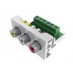 ROSETA MULTIMEDIA MODULO 3xRCA HEMBRA AUDIO/VIDEO (45x45mm)