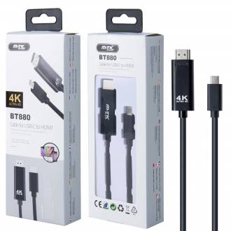 MTK CABLE TYPO C MACHO A HDMI MACHO 4K ULTRA HD NEGRO BT880