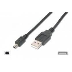 CABLE USB 2.0 TIPO A-B MINI USB MACHO ---> USB MACHO 4 PINES DE 3 Mts.