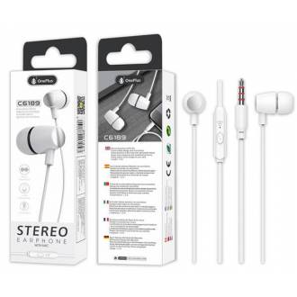 AURICULAR + MICROFONO C6187 BASIC BRIONE JACK 3.5MM BLANCO