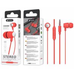 AURICULARES CON MICROFONO C6189 / JACK 3.5MM / 1.2M / ROJO
