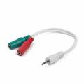 GEMBIRD CABLE AUDIO JACK STEREO 3.5 mm. MACHO --->  2x HEMBRA (AURICULAR+MICROFONO) DE 20CM BLANCO