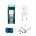 CARGADOR USB DE PARED 2.1A BAMBOO DOBLE USB AZUL