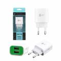 CARGADOR USB DE PARED 2.1A BAMBOO DOBLE USB VERDE