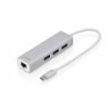 DIGITUS HUB USB TIPO C - 3*USB 3.0 + 1*RJ45 GIGABIT