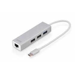 DIGITUS HUB USB TIPO C - 3*USB 3.0 + 1*RJ45 GIGABIT