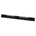 PANEL FRONTAL CON 16 CONEXIONES HEMBRAS RJ45 CATEGORIA 6 NEGRO