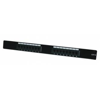 PANEL FRONTAL CON 16 CONEXIONES HEMBRAS RJ45 CATEGORIA 6 NEGRO