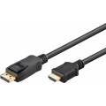 CABLE ADAPTADOR DE DISPLAY PORT MACHO A HDMI MACHO DE 1.8 Mts