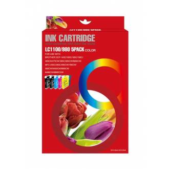KIT CARTUCHOS COMPATIBLES BROTHER LC 980 / LC 1100 MAGENTA+CYAN+AMARILLO+2 NEGRO