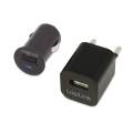 LOGILINK CARGADOR RED+COCHE USB NEGRO
