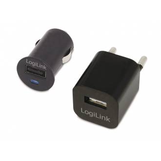 LOGILINK CARGADOR RED+COCHE USB NEGRO