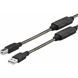 CABLE USB 2.0 TIPO A-B MACHO ---> MACHO DE 10 Mts. AMPLIFICADO