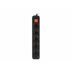 REGLETA LANBERG 5 TOMAS SCHUKO CON PROTECION NEGRA 1.5M
