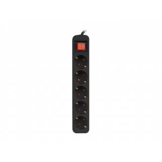 REGLETA LANBERG 5 TOMAS SCHUKO CON PROTECION NEGRA 1.5M