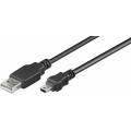 CABLE USB 2.0 TIPO A-B MINI USB MACHO ---> USB MACHO 5 PINES DE 1.8 Mts.