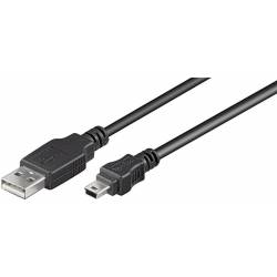 CABLE USB 2.0 TIPO A-B MINI USB MACHO ---> USB MACHO 5 PINES DE 1.8 Mts.