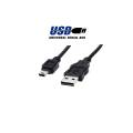 CABLE USB 2.0 TIPO A-B MINI USB MACHO ---> USB MACHO 5 PINES DE 3 Mts.