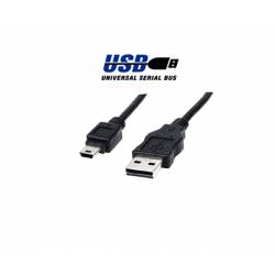 CABLE USB 2.0 TIPO A-B MINI USB MACHO ---> USB MACHO 5 PINES DE 3 Mts.
