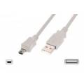 CABLE USB 2.0 TIPO A-B MINI USB MACHO ---> USB MACHO 5 PINES DE 5 Mts.