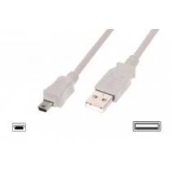 CABLE USB 2.0 TIPO A-B MINI USB MACHO ---> USB MACHO 5 PINES DE 5 Mts.