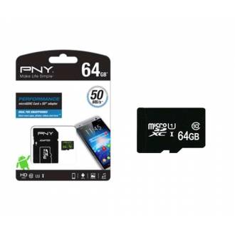 PNY MICRO SD 64GB CLASE 10 + ADAPTADOR