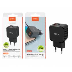 CARGADOR USB + TYPE C 25W NEGRO