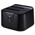 TOOQ DOCK STATION PARA DISCO DURO DOBLE SATA 2.5/3.5 A USB 3.0 NEGRO