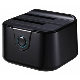 TOOQ DOCK STATION PARA DISCO DURO DOBLE SATA 2.5/3.5 A USB 3.0 NEGRO