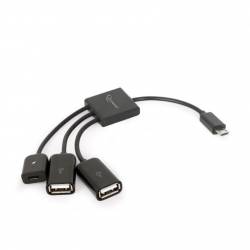 GEMBIRD MINI HUB ADAPTADOR OTG + ALIMENTACION + 2 USB